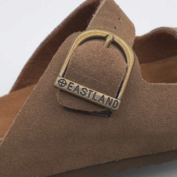 NEW Eastland Cambridge Tan Suede Double Buckle Slides Size 10 - Picture 5 of 8